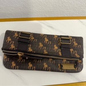 L.A.M.B. Brown and Tan Patterned Clutch